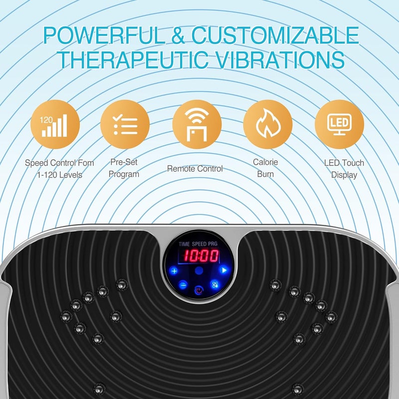 AXV Vibration Plate Exercise Machine Whole Body Workout Vibrate Fitness Platform Lymphatic Drainage Machine for Weight Loss Shaping Toning Wellness Home Gyms Workout - Image 3